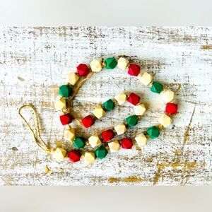 *Holiday Geometric Wood Beaded Garland 40”